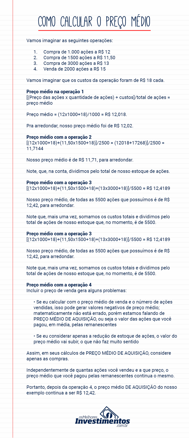 Como Calcular o preço médio em suas operações na bolsa de valores - Os melhores Investimentos