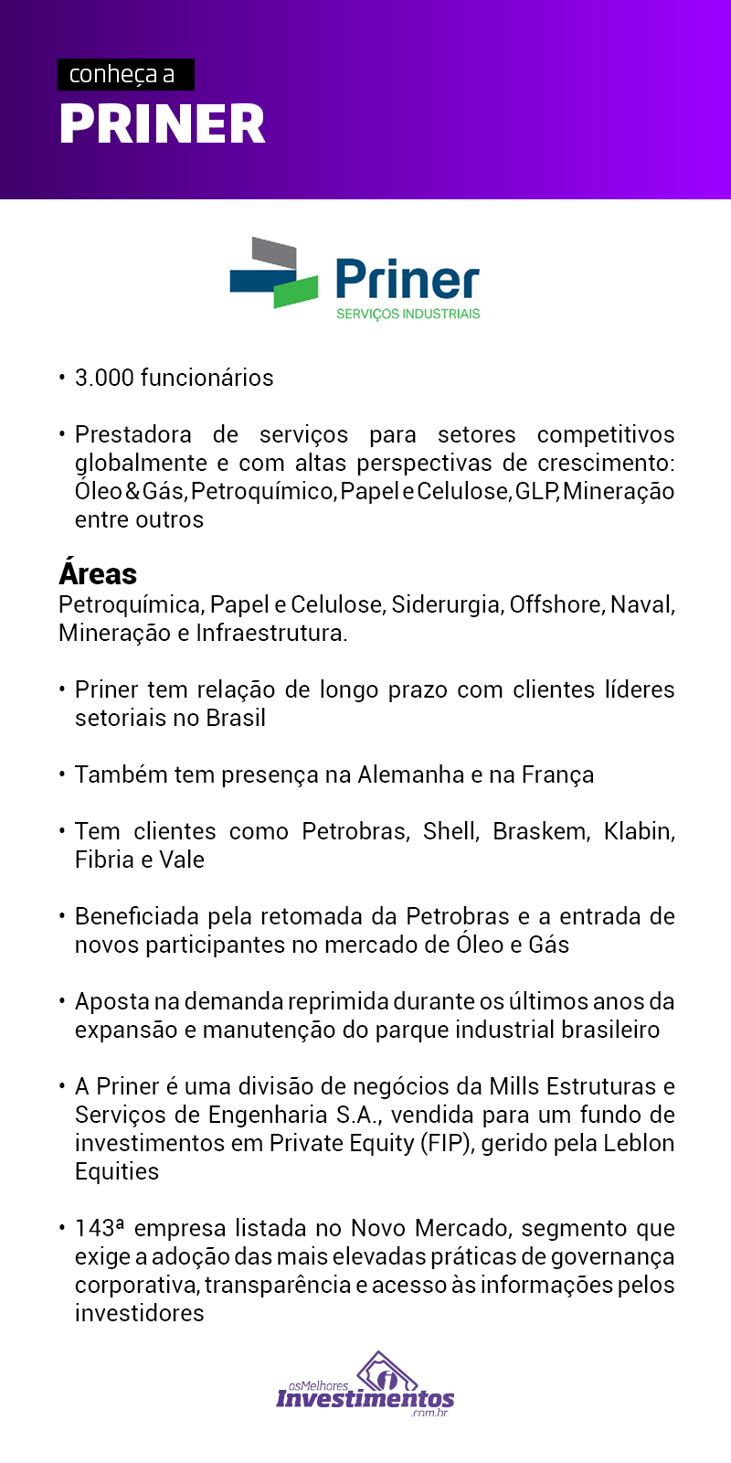  Os Melhores Investimentos - Ações da Priner