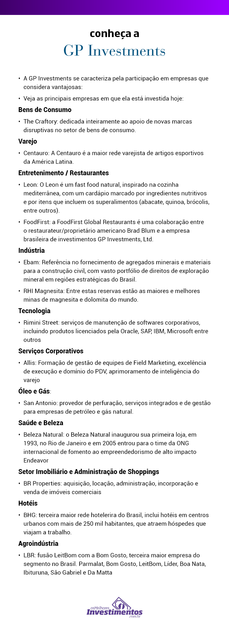 Os Melhores Investimentos - Ações da GP Investiments