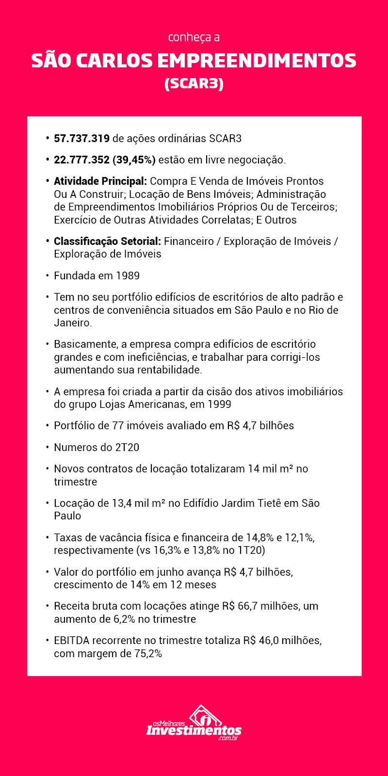 Os Melhores Investimentos - Ações da São Carlos Empreendimentos