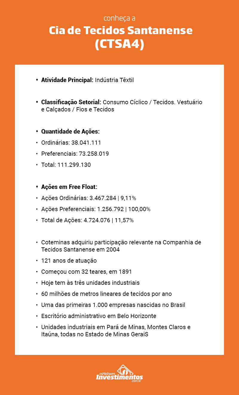 Os Melhores Investimentos - Ações da Companhia de Tecidos Santanense 